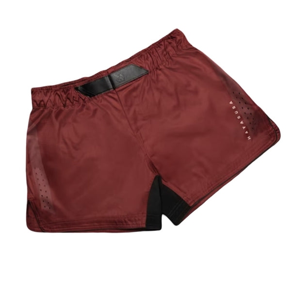 HAYABUSA MENS CORE MID-THIGH FIGHT SHORTS RED RIGHT SIDE
