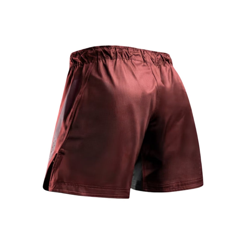 HAYABUSA MENS CORE MID-THIGH FIGHT SHORTS RED BACK SIDE