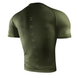 HAYABUSA MENS CORE SHORT SLEEVE RASHGUARD GREEN BACK SIDE