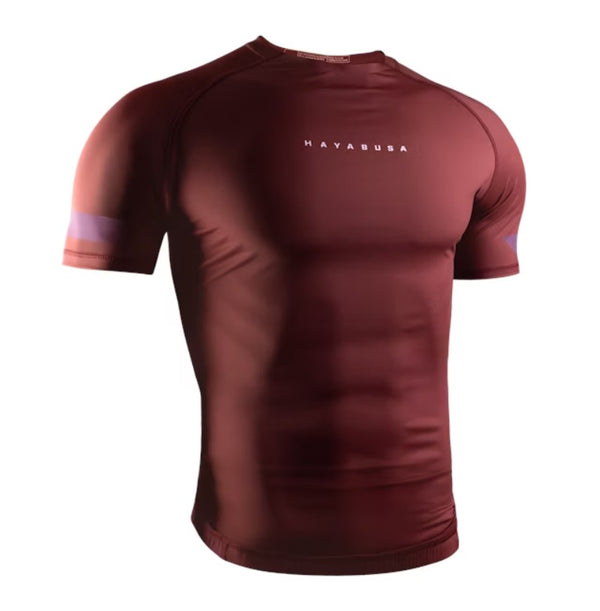 HAYABUSA MENS CORE SHORT SLEEVE RASHGUARD RED FRONT SIDE