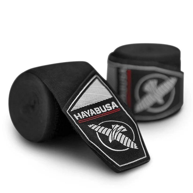 HAYABUSA PERFECT STRETCH YOUTH HAND WRAPS BLACK 3M  FRONT SIDE