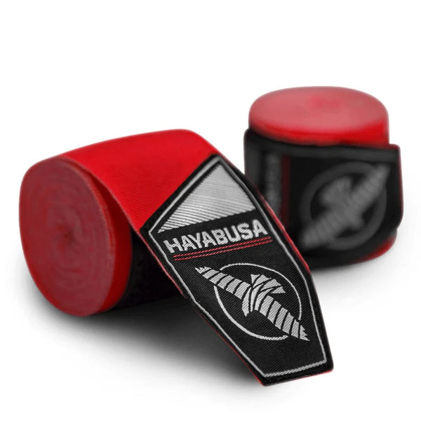 HAYABUSA PERFECT STRETCH YOUTH HAND WRAPS RED FRONT SIDE
