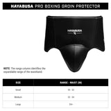 HAYABUSA PRO BOXING GROIN PROTECTOR BLACK SIZE CHART