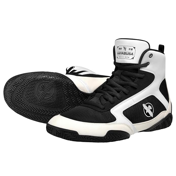 HAYABUSA PRO BOXING SHOES WHITE FRONT SIDE