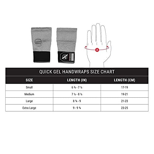 HAYABUSA QUICK GEL HAND WRAPS BLACK SIZE CHART
