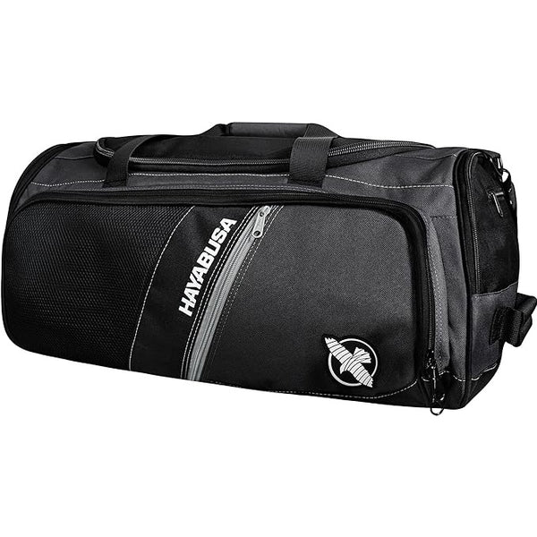 HAYABUSA RYOKO DUFFLE BAG BLACK GREY FRONT SIDE