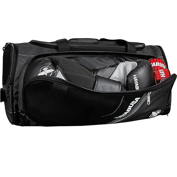 HAYABUSA RYOKO DUFFLE BAG BLACK GREY LEFT SIDE