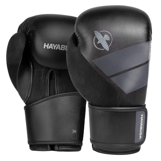 HAYABUSA S4 BOXING GLOVES BLACK FRONT SIDE