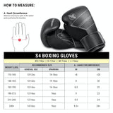 HAYABUSA S4 LEATHER BOXING GLOVES BLACK SIZE CHART