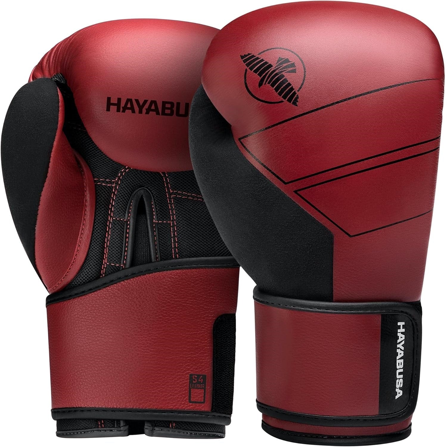 HAYABUSA S4 LEATHER BOXING GLOVES RED FRONT SIDE