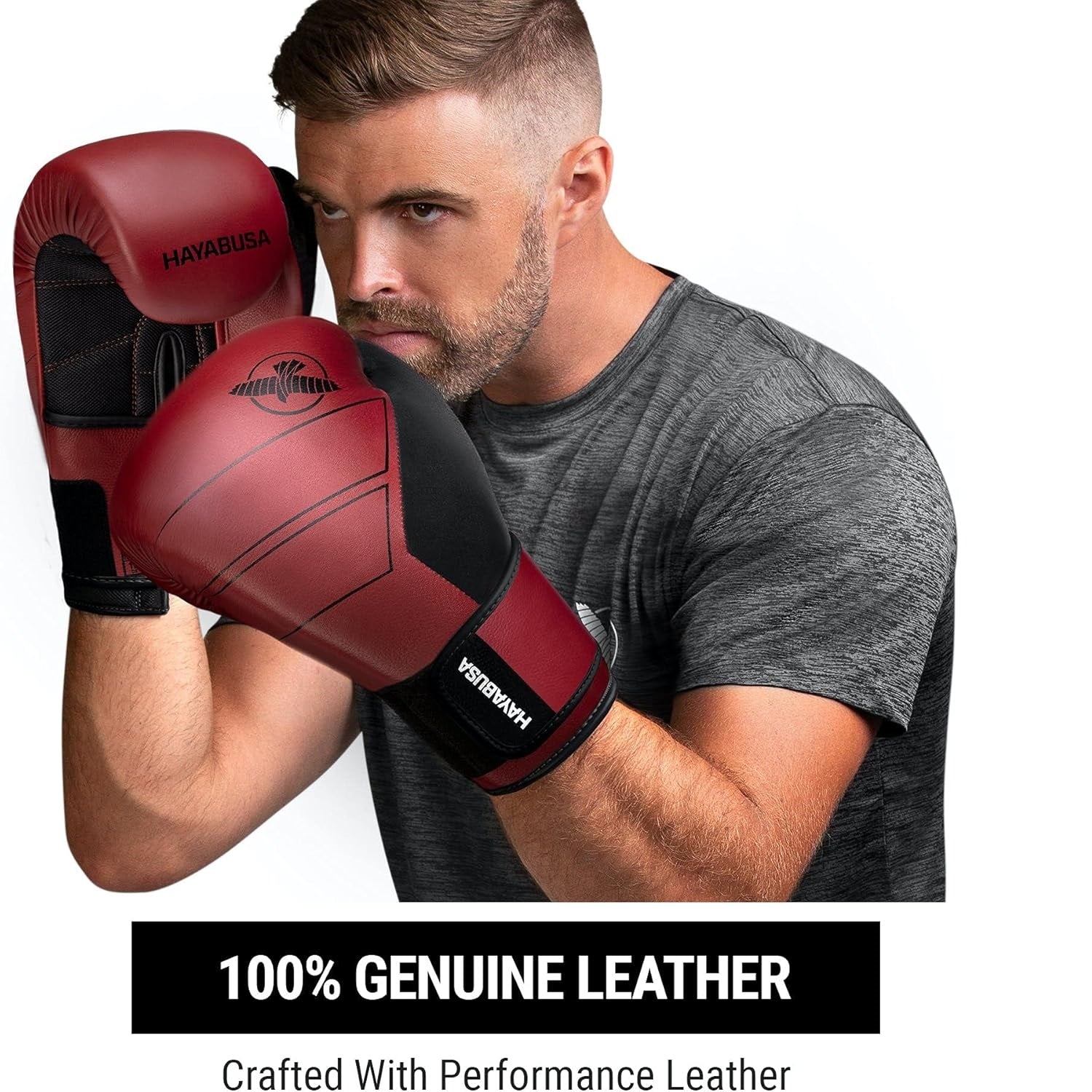 HAYABUSA S4 LEATHER BOXING GLOVES RED LEFT SIDE