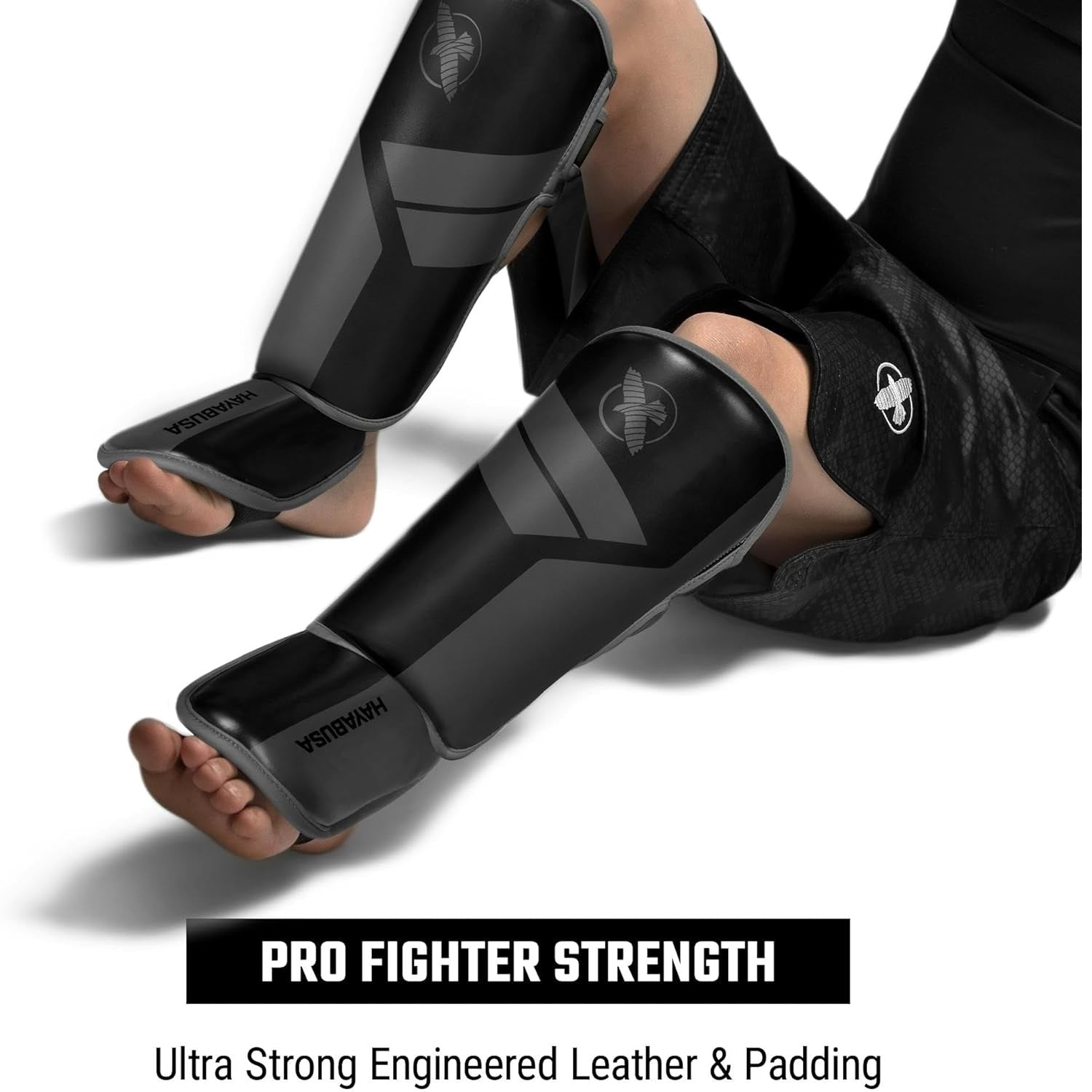 HAYABUSA S4 YOUTH SHIN GUARDS BLACK LEFT SIDE