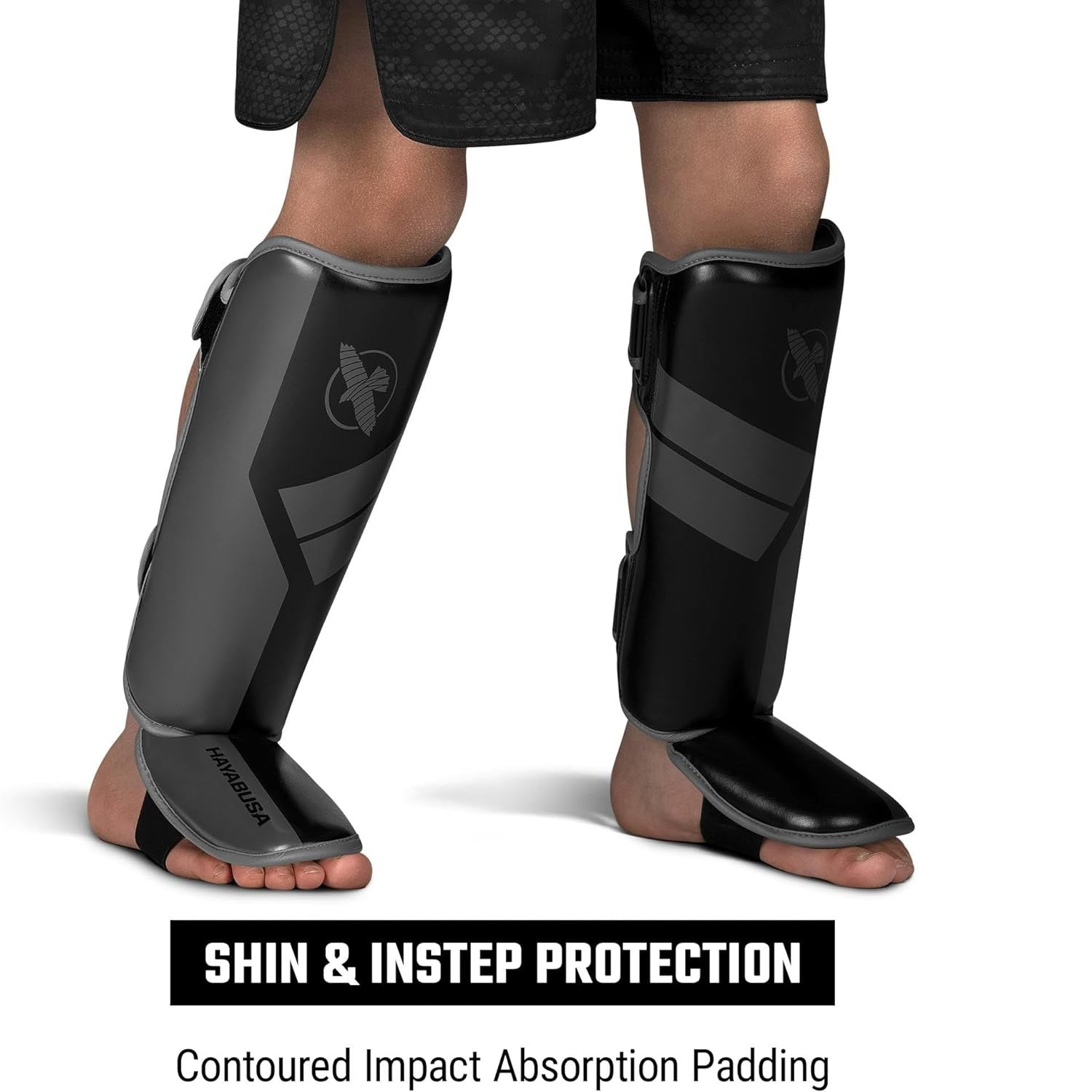HAYABUSA S4 YOUTH SHIN GUARDS BLACK RIGHT SIDE