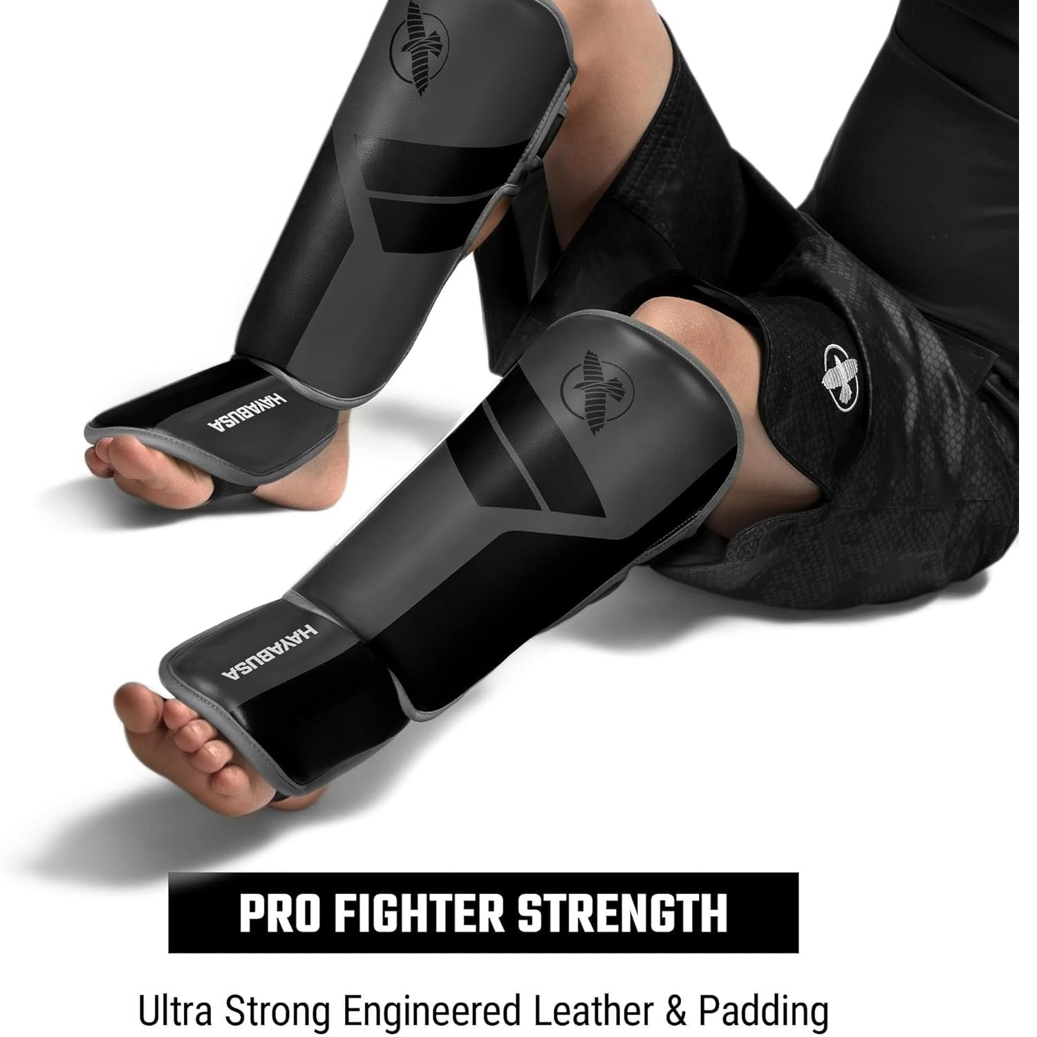 HAYABUSA S4 YOUTH SHIN GUARDS CHARCOAL LEFT SIDE