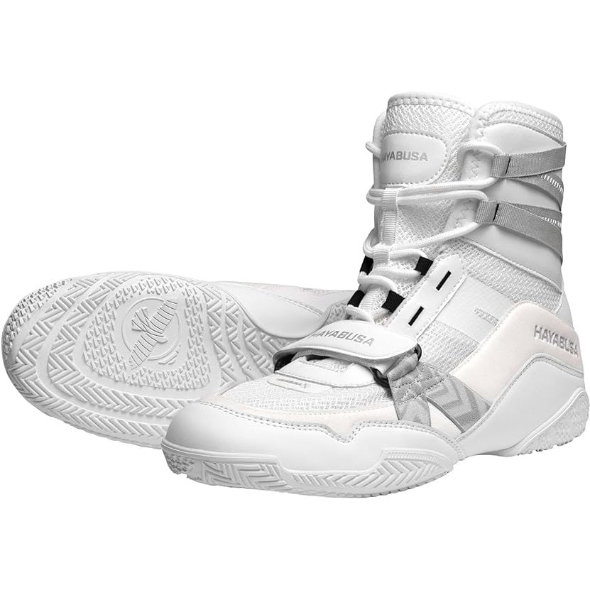 HAYABUSA STRIKE BOXING SHOES WHITE FRONT SIDE