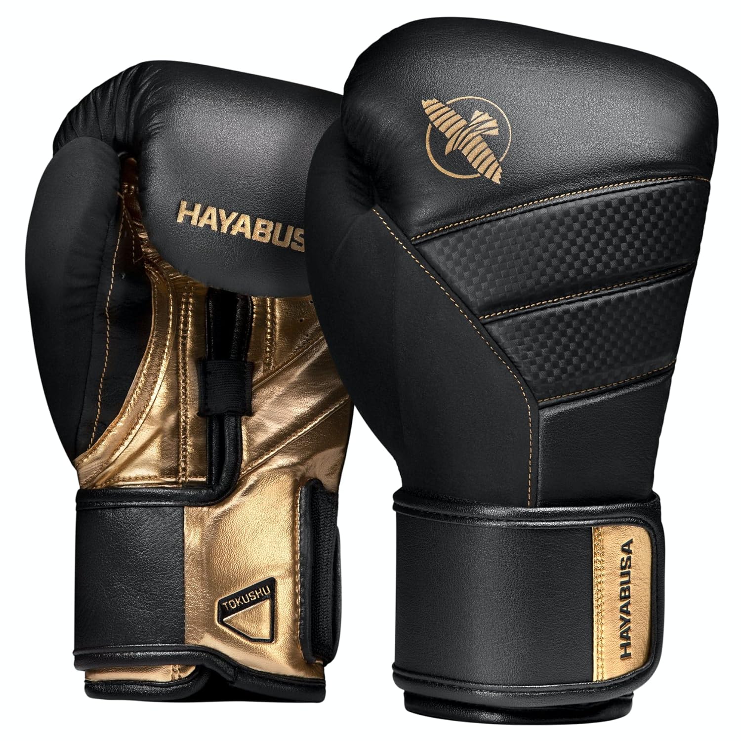 HAYABUSA T3 BOXING GLOVES BLACK GOLD FRONT SIDE