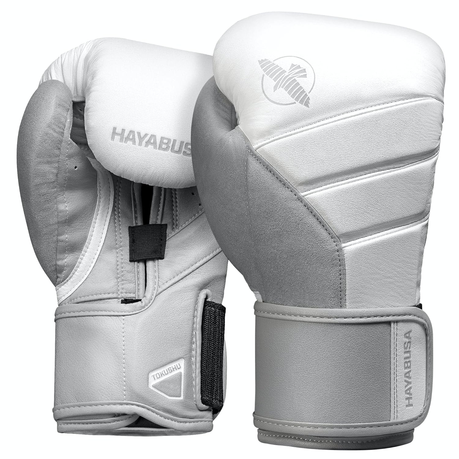 HAYABUSA T3 BOXING GLOVES WHITE GREY FRONT SIDE