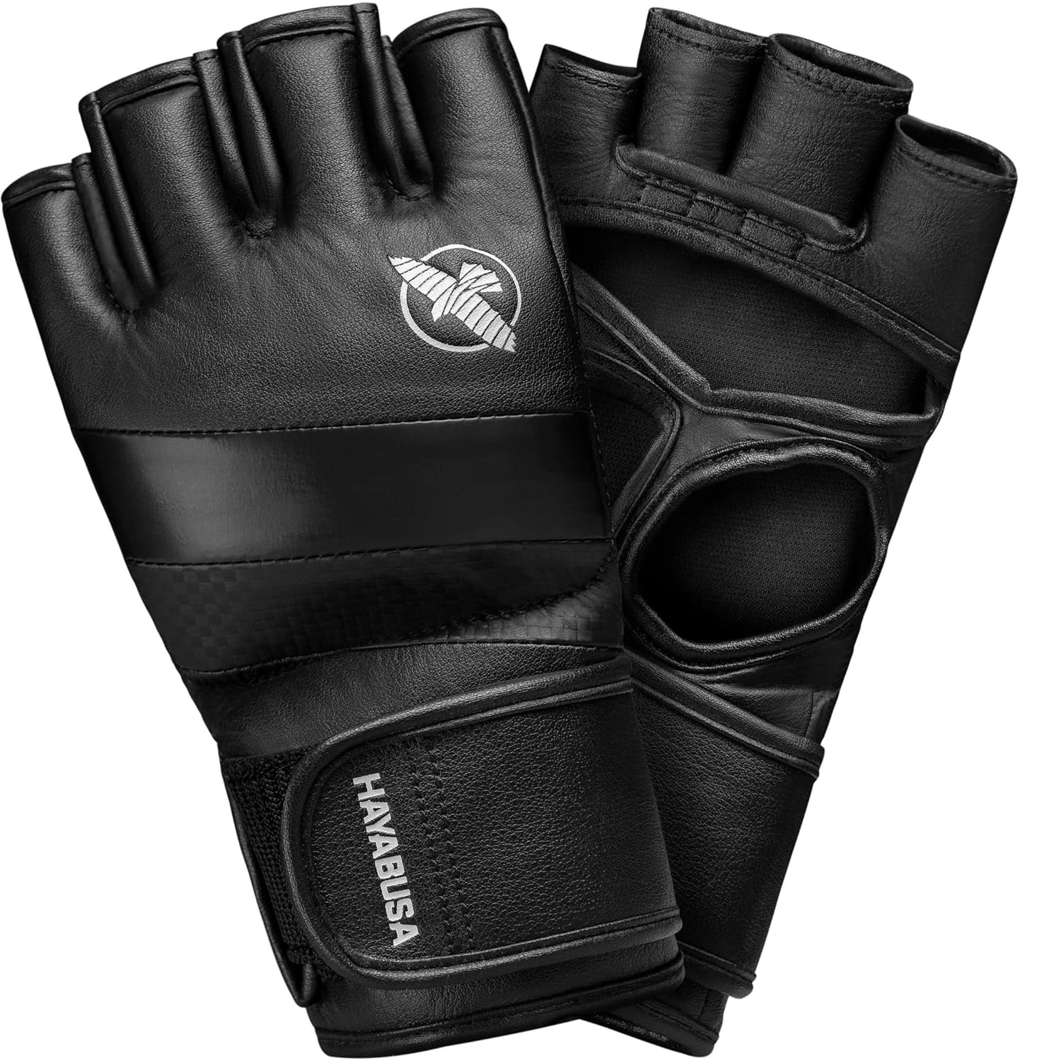 HAYABUSA T3 MMA 4OZ GLOVES BLACK FRONT SIDE