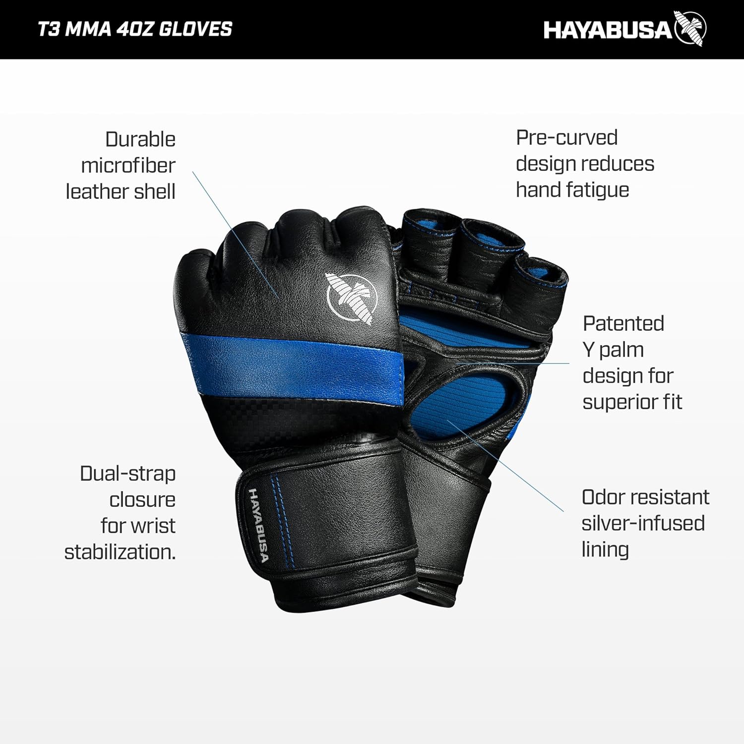 HAYABUSA T3 MMA 4OZ GLOVES BLACK RIGHT SIDE