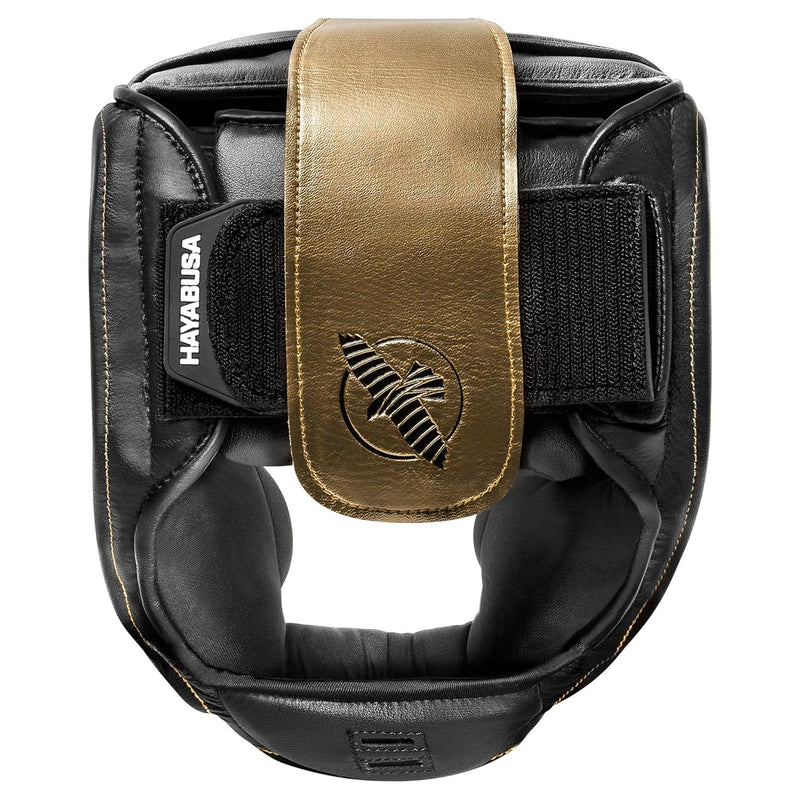 HAYABUSA T3 MMA HEADGEAR BLACK GOLD LEFT SIDE