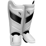 HAYABUSA T3 STRIKING SHIN GUARDS WHITE BLACK FRONT SIDE