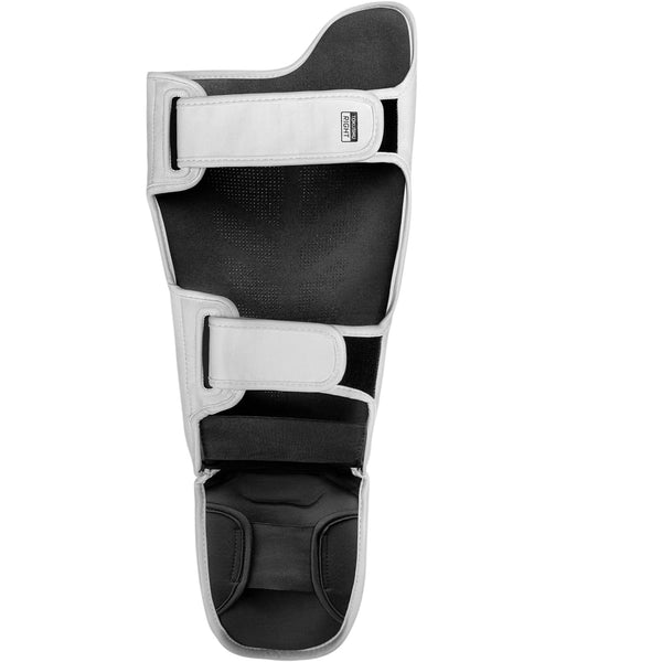 HAYABUSA T3 STRIKING SHIN GUARDS WHITE BLACK BACK SIDE