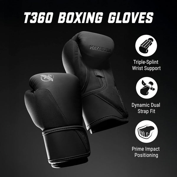 HAYABUSA T360 BOXING GLOVES BLACK LEFT SIDE