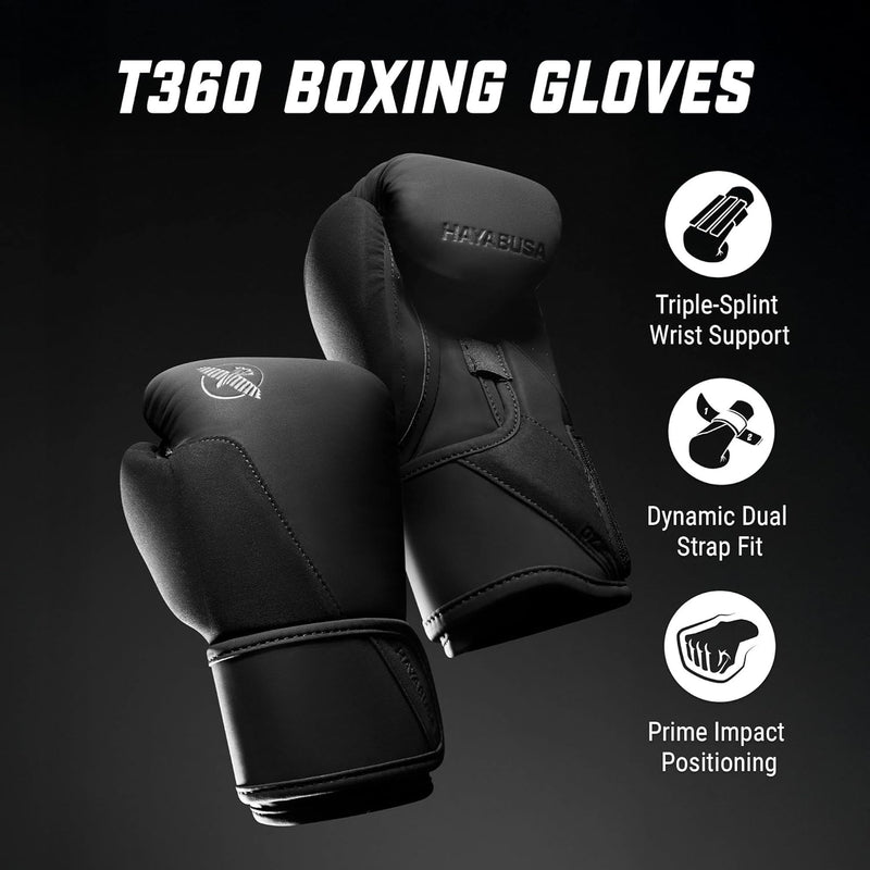 HAYABUSA T360 BOXING GLOVES BLACK LEFT SIDE