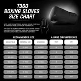 HAYABUSA T360 BOXING GLOVES BLACK SIZE CHART
