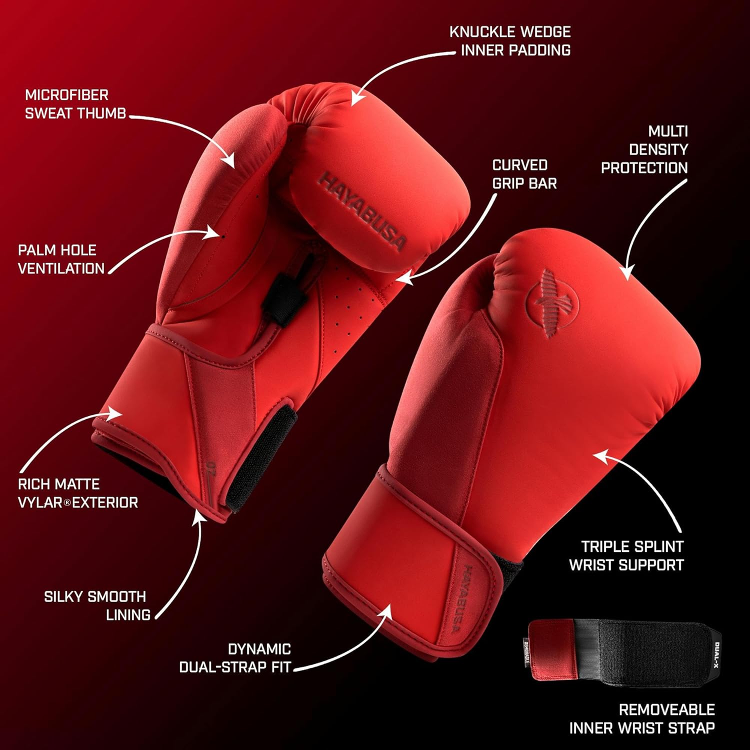 HAYABUSA T360 BOXING GLOVES RED RIGHT SIDE
