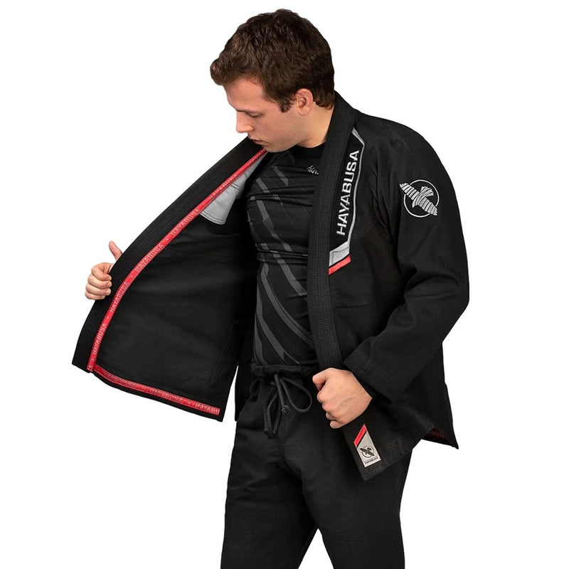 HAYABUSA ULTRA-LIGHTWEIGHT JIU JITSU GI BLACK LEFT SIDE