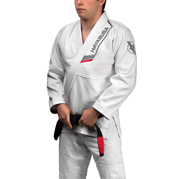 HAYABUSA ULTRA-LIGHTWEIGHT JIU JITSU GI WHITE FRONT SIDE