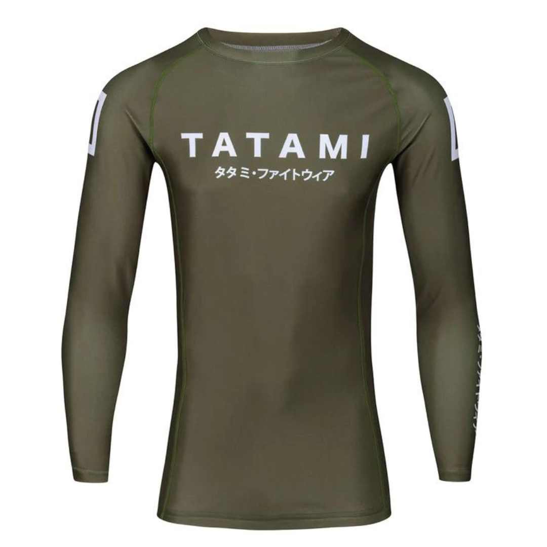KATAKANA LONG SLEEVE RASH GUARD KHAKI FRONT SIDE