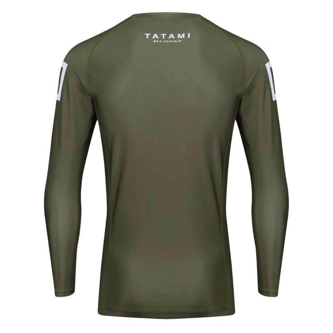 KATAKANA LONG SLEEVE RASH GUARD KHAKI BACK SIDE