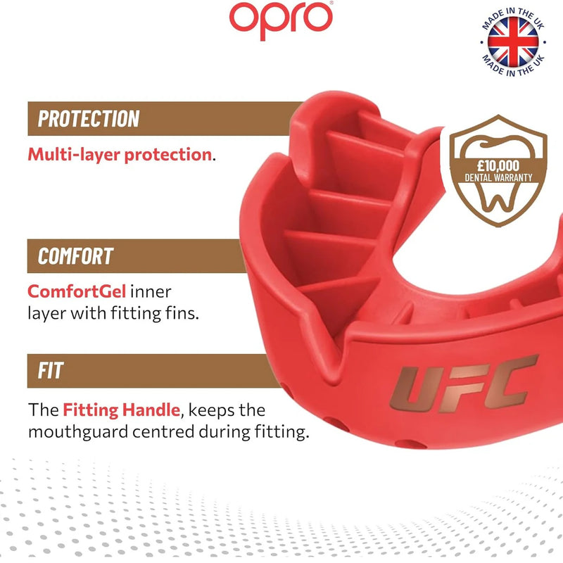 OPRO SELF FIT UFC BRONZE RED ADULT LEFT SIDE