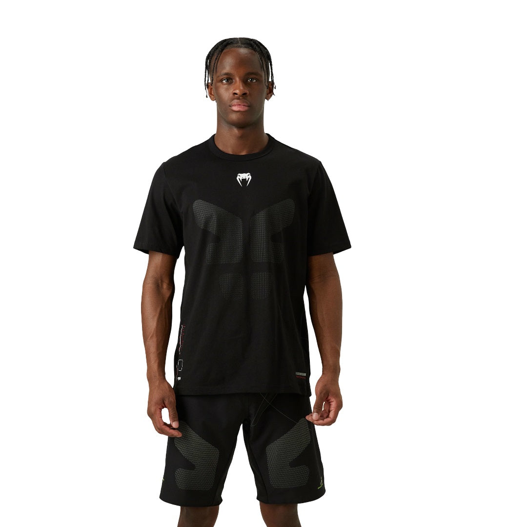 TACTICAL XT T-SHIRT BLACK FIRE RED FRONT SIDE