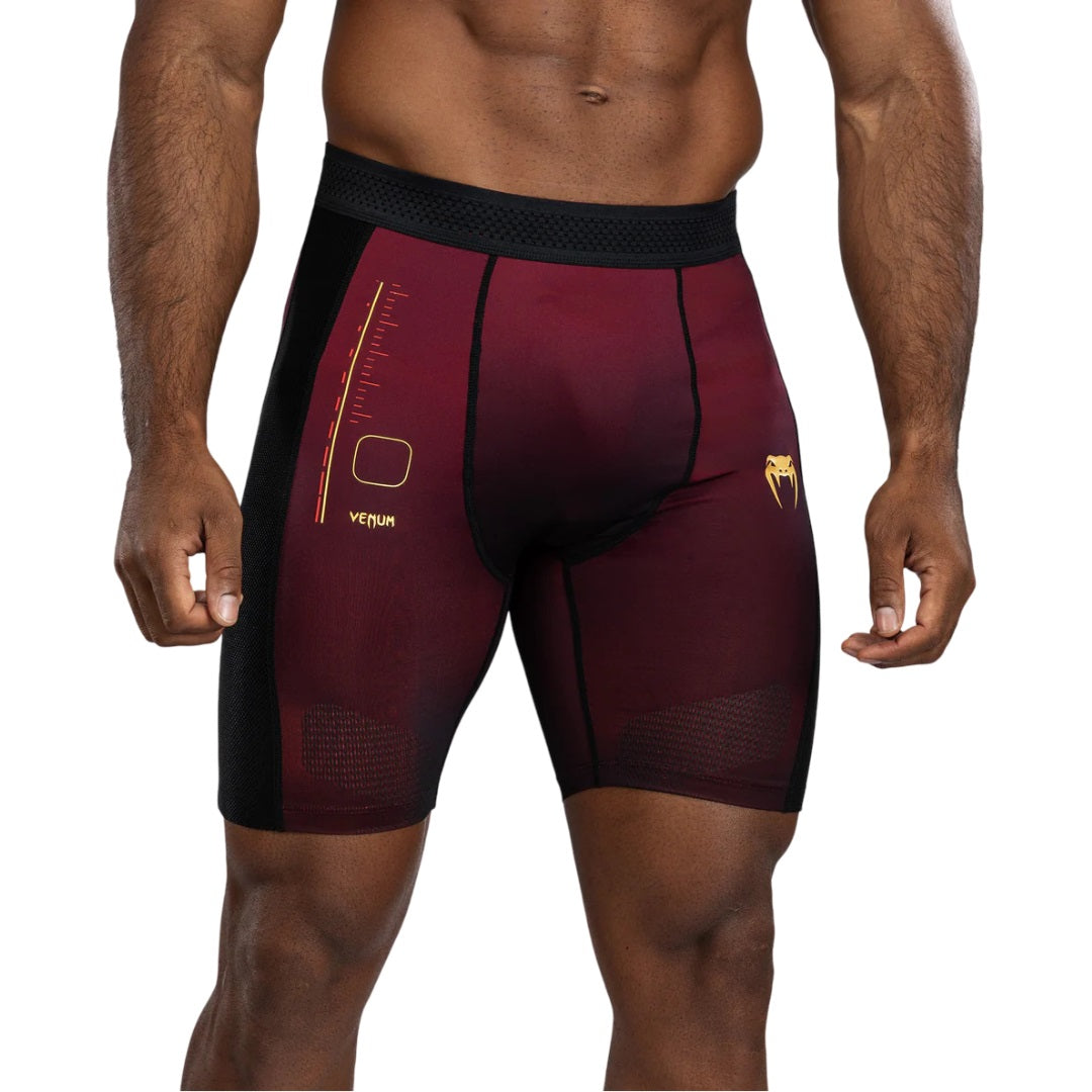 TACTICAL XT VALE TUDO SHORTS BLACK BURGUNDY GOLD FRONT SIDE