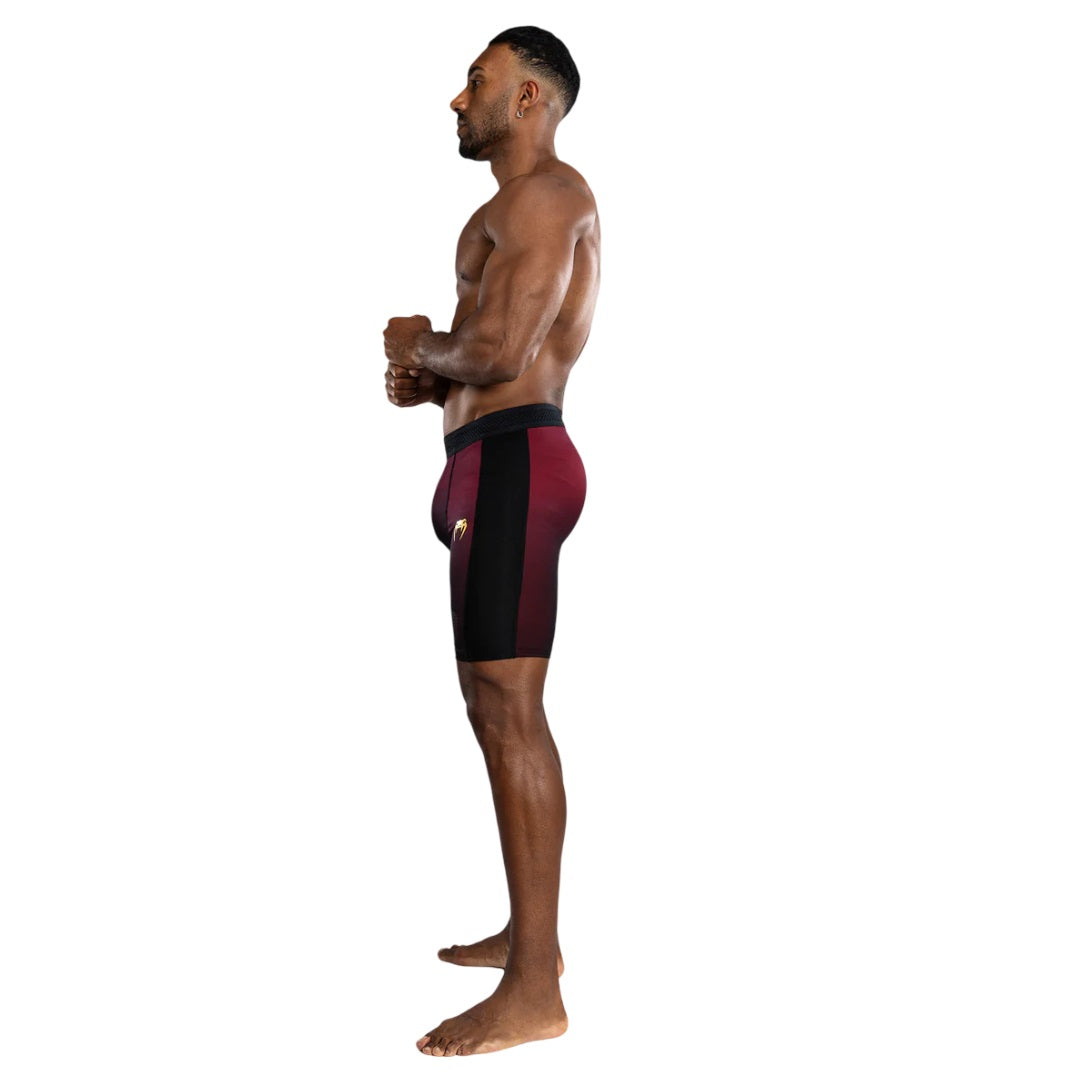 TACTICAL XT VALE TUDO SHORTS BLACK BURGUNDY GOLD LEFT SIDE