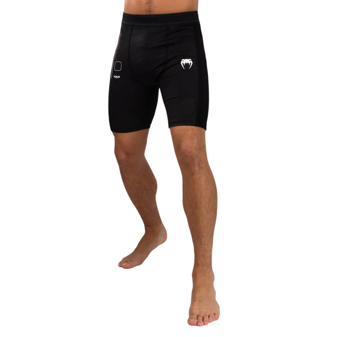 TACTICAL XT VALE TUDO SHORTS BLACK FIRE RED FRONT SIDE