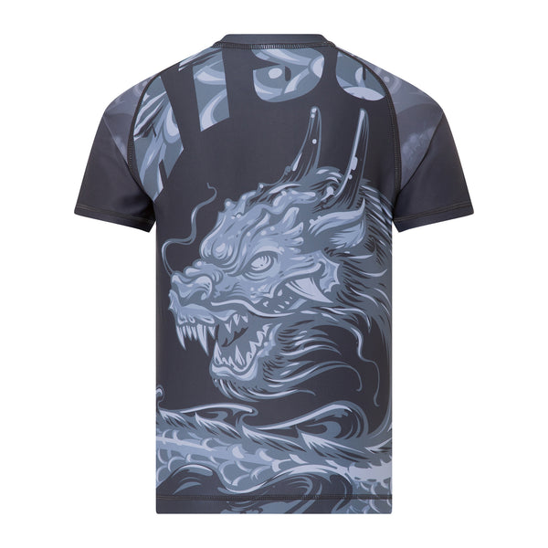 TATSU DRAGON RASHGUARD SHORT SLEEVE GREY BACK SIDE