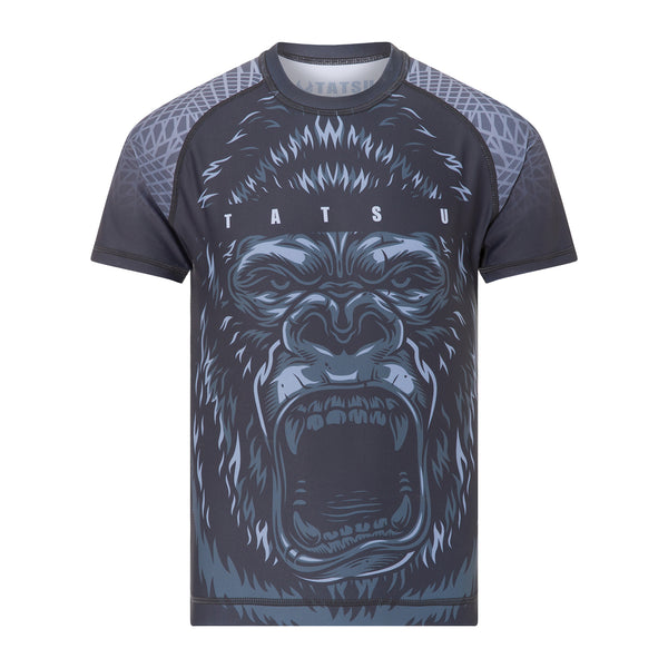 TATSU GORILA RASHGUARD SHORT SLEEVE GREY FRONT SIDE