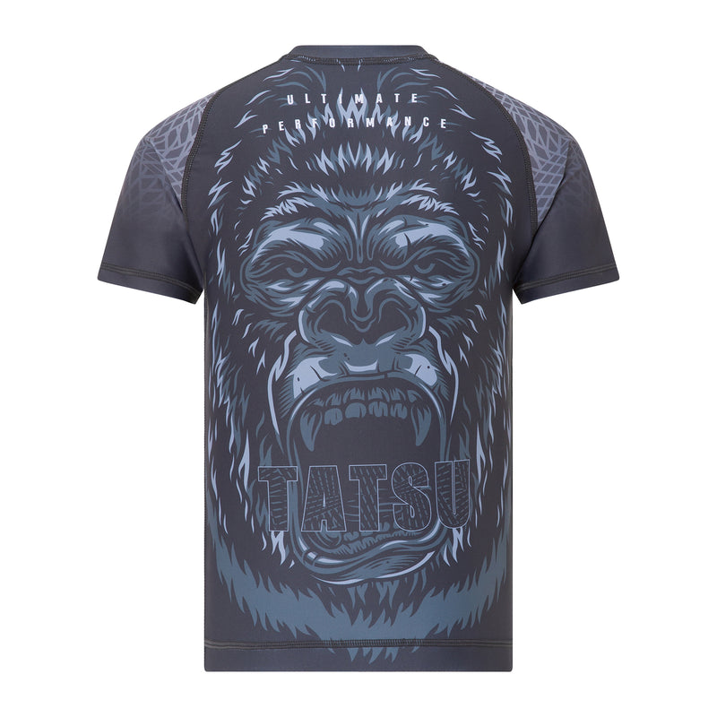 TATSU GORILA RASHGUARD SHORT SLEEVE GREY BACK SIDE
