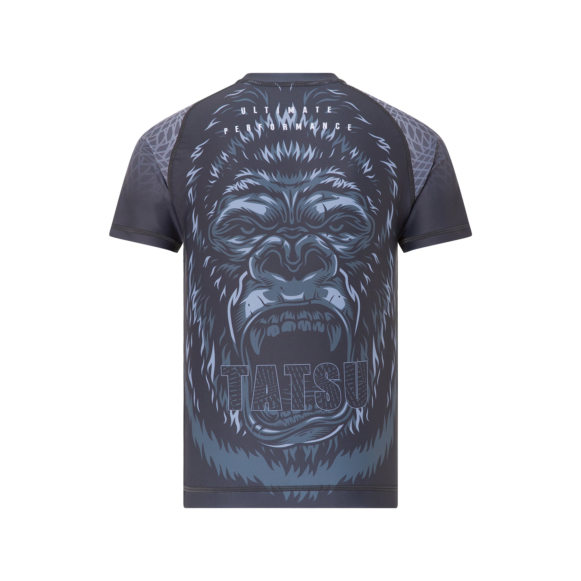 TATSU GORILA RASHGUARD SHORT SLEEVE KIDS GREY BACK SIDE