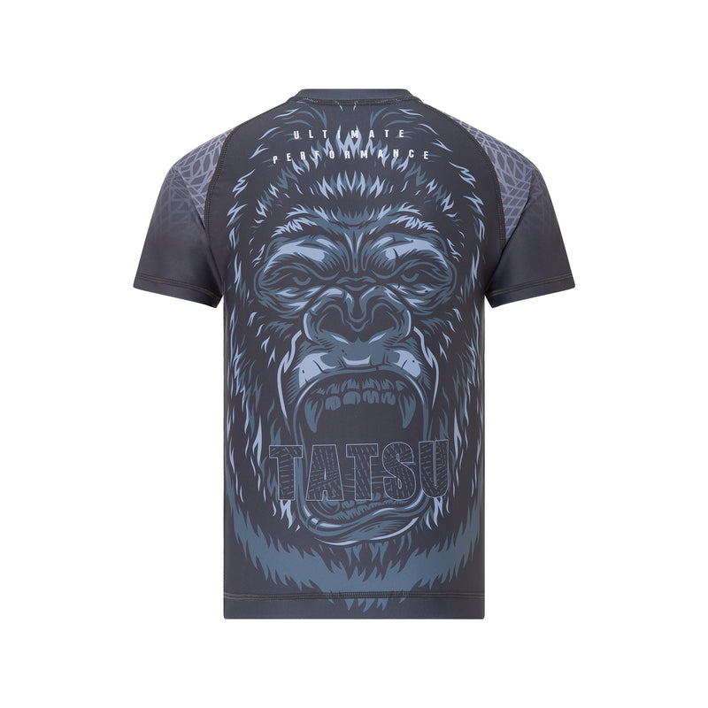 TATSU GORILA RASHGUARD SHORT SLEEVE KIDS GREY BACK SIDE