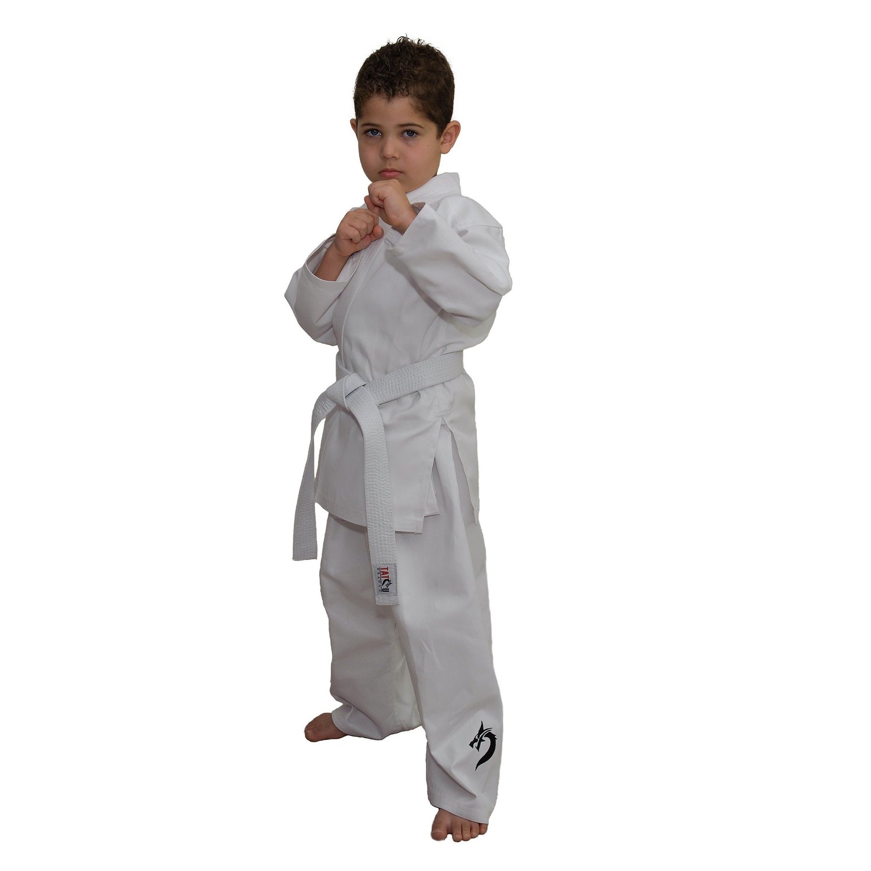 TATSU KARATE UNIFORM BLACK DRAGON FRONT SIDE