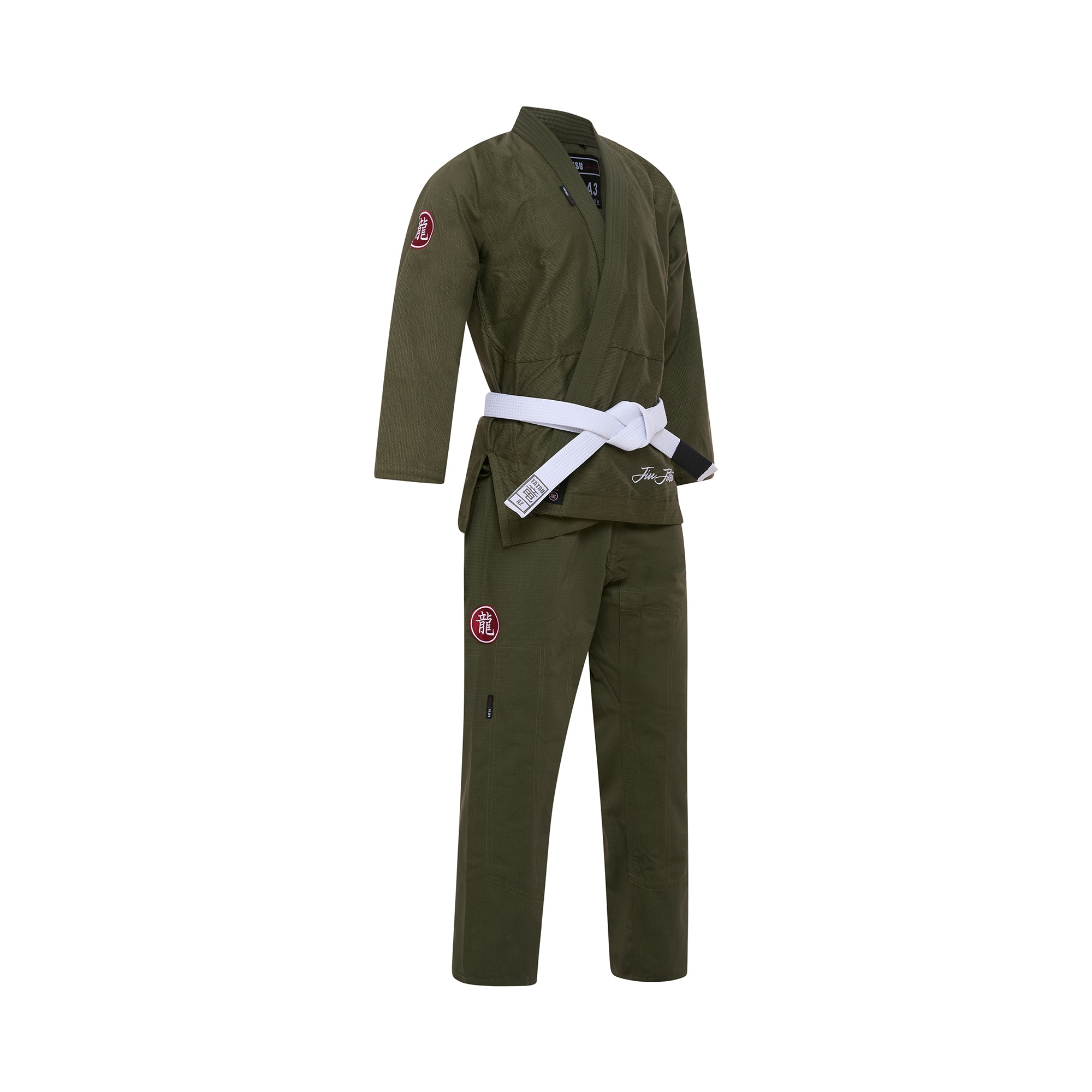 TATSU RONIN BJJ GI KIDS KHAKHI GREEN RIGHT SIDE