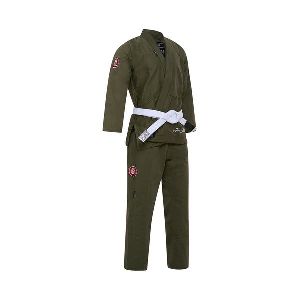 TATSU RONIN BJJ GI KIDS KHAKHI GREEN RIGHT SIDE