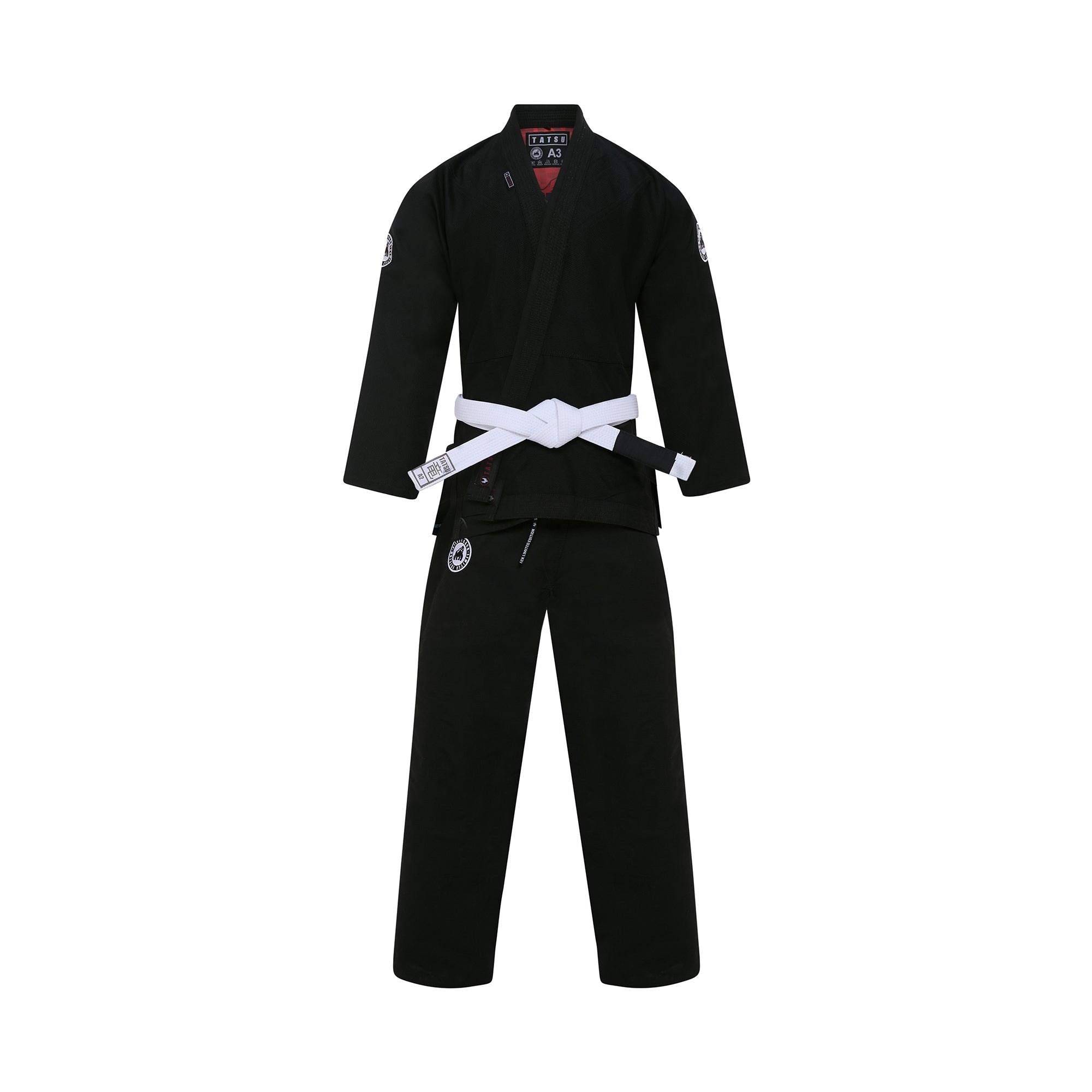 TATSU SILVERBACK BJJ GI KIDS 2.0 BLACK FRONT SIDE