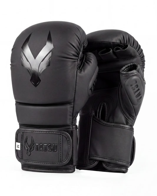 TATSU Matte Black MMA Sparring Gloves – Premium Training