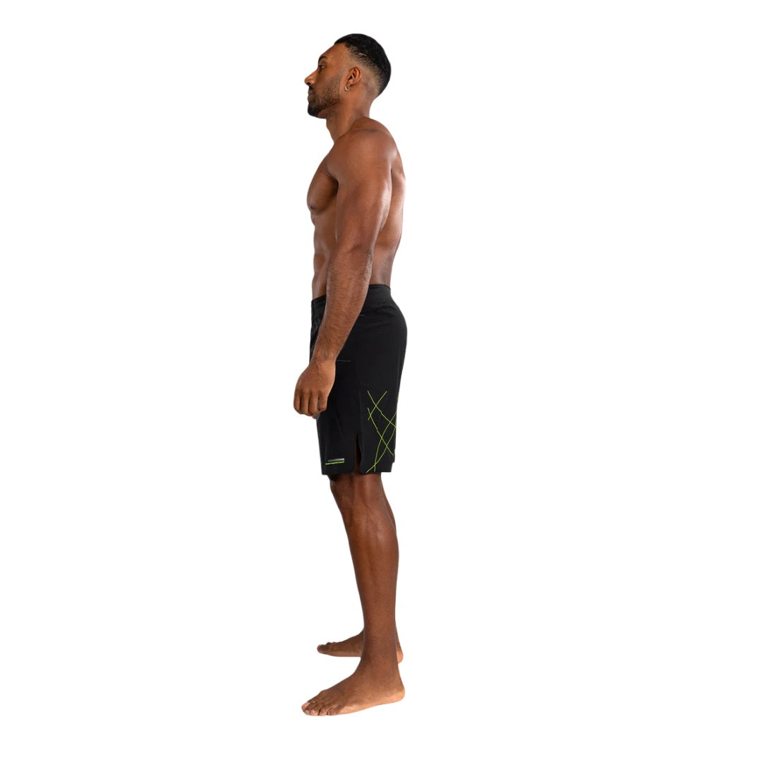 TRAINING CAMP 4.0 FIGHTSHORTS BLACK NEON GREEN LEFT SIDE